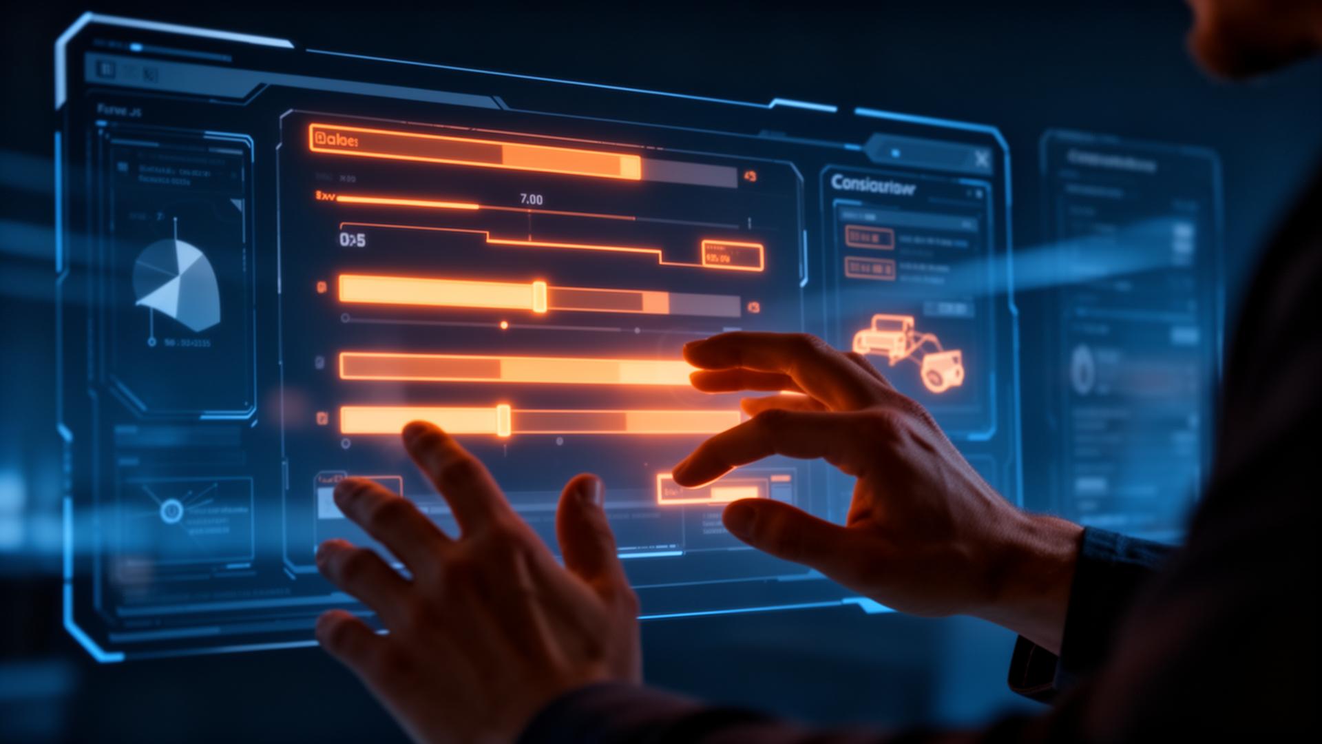 Interface holographique futuriste de configuration de projet vidéo